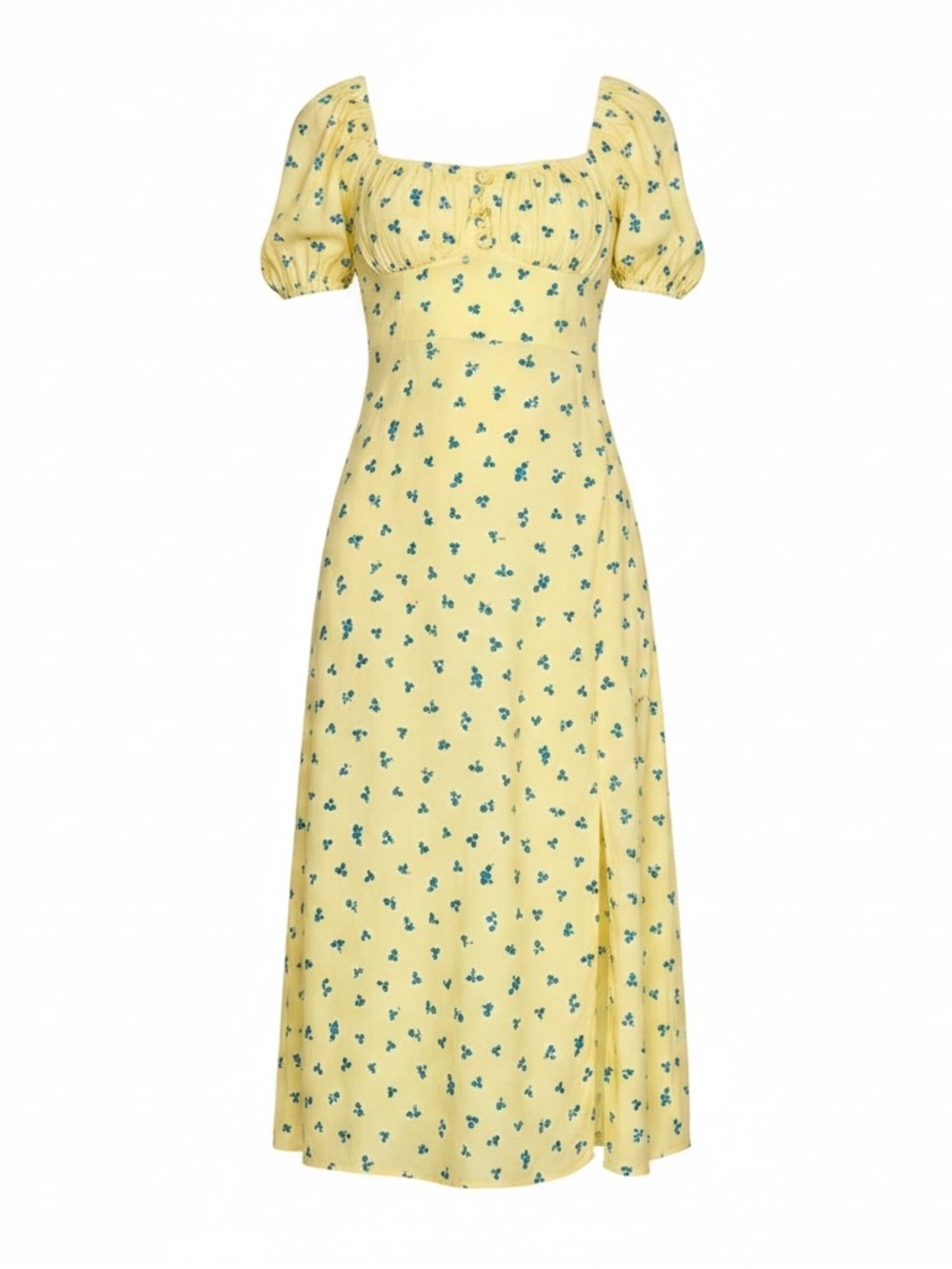 Faithfull the Brand Bette Lemon Luda Floral Linen Dress - Size Medium